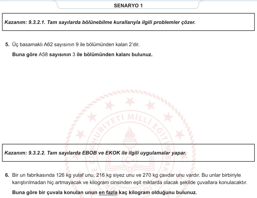 9. Sınıf Matematik 2023-2024 1. Dönem 1. Yazılı 1. Bölüm 4. Soru görseli (2/2)