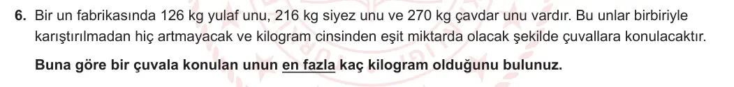 9. Sınıf Matematik 2023-2024 1. Dönem 1. Yazılı 1. Bölüm 6. Soru görseli (1/2)