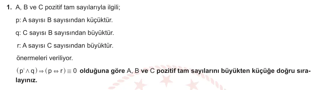 9. Sınıf Matematik 2023-2024 1. Dönem 1. Yazılı 2. Bölüm 1. Soru görseli