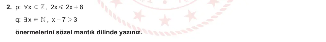 9. Sınıf Matematik 2023-2024 1. Dönem 1. Yazılı 2. Bölüm 2. Soru görseli (1/2)