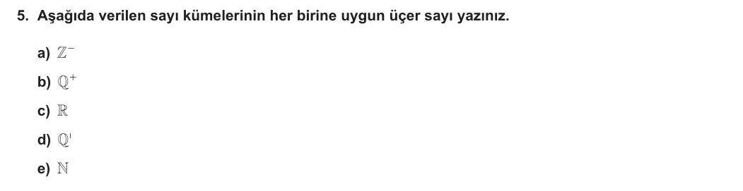 9. Sınıf Matematik 2023-2024 1. Dönem 1. Yazılı 2. Bölüm 5. Soru görseli (1/2)
