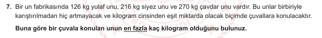 9. Sınıf Matematik 2023-2024 1. Dönem 1. Yazılı 2. Bölüm 7. Soru görseli (1/2)