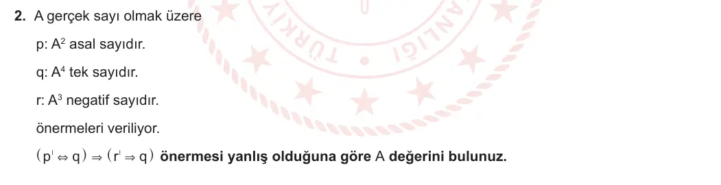 9. Sınıf Matematik 2023-2024 1. Dönem 1. Yazılı 3. Bölüm 2. Soru görseli (1/2)