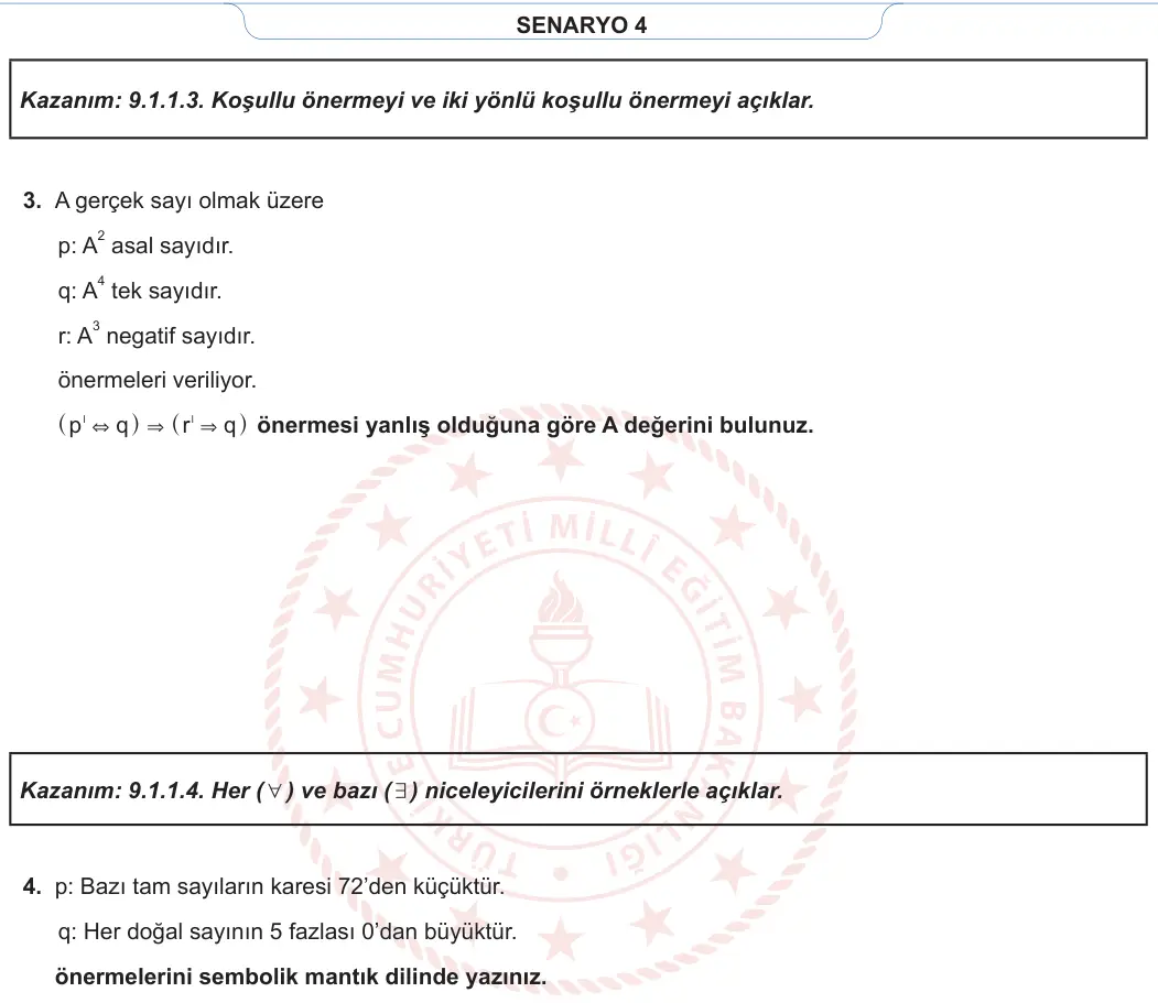9. Sınıf Matematik 2023-2024 1. Dönem 1. Yazılı 4. Bölüm 2. Soru görseli (2/2)