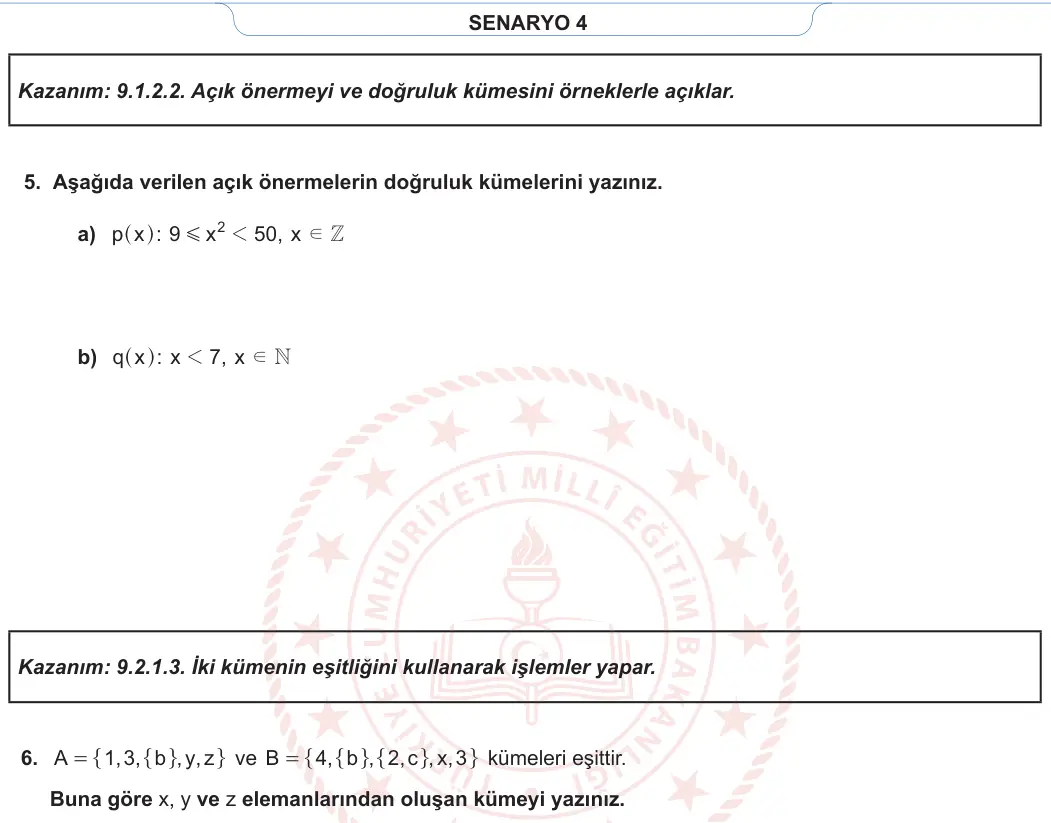 9. Sınıf Matematik 2023-2024 1. Dönem 1. Yazılı 4. Bölüm 4. Soru görseli (2/2)
