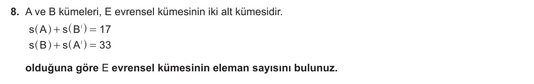 9. Sınıf Matematik 2023-2024 1. Dönem 1. Yazılı 4. Bölüm 8. Soru görseli