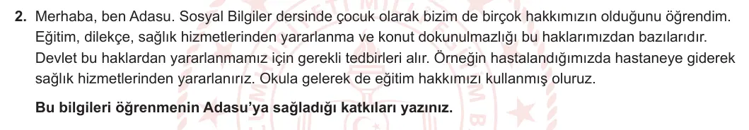 5. Sınıf Sosyal Bilgiler 2023-2024 1. Dönem 1. Yazılı 1. Bölüm 2. Soru görseli