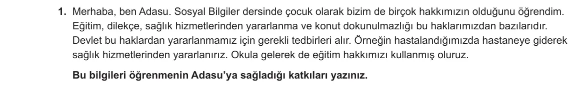 5. Sınıf Sosyal Bilgiler 2023-2024 1. Dönem 1. Yazılı 2. Bölüm 1. Soru görseli