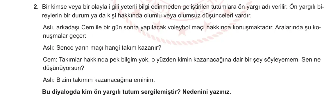 6. Sınıf Sosyal Bilgiler 2023-2024 1. Dönem 1. Yazılı 2. Bölüm 2. Soru görseli