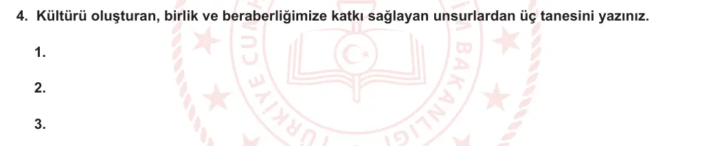 6. Sınıf Sosyal Bilgiler 2023-2024 1. Dönem 1. Yazılı 2. Bölüm 4. Soru görseli