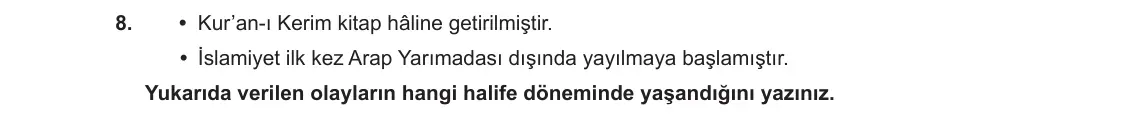 6. Sınıf Sosyal Bilgiler 2023-2024 1. Dönem 1. Yazılı 2. Bölüm 8. Soru görseli