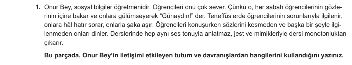 7. Sınıf Sosyal Bilgiler 2023-2024 1. Dönem 1. Yazılı 2. Bölüm 1. Soru görseli