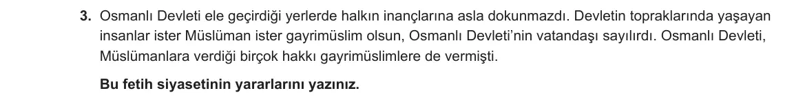 7. Sınıf Sosyal Bilgiler 2023-2024 1. Dönem 1. Yazılı 2. Bölüm 3. Soru görseli