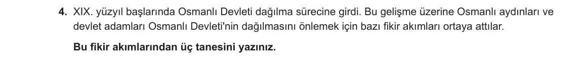 8. Sınıf T.C. İnkılap Tarihi ve Atatürkçülük 2023-2024 1. Dönem 1. Yazılı 2. Bölüm 4. Soru görseli
