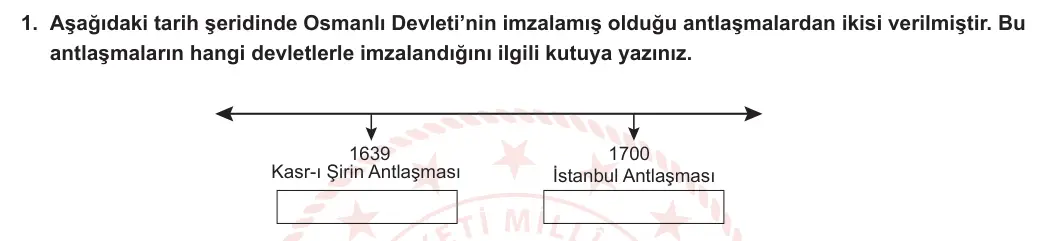 11. Sınıf Tarih 2023-2024 1. Dönem 1. Yazılı 1. Bölüm 1. Soru görseli