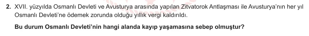 11. Sınıf Tarih 2023-2024 1. Dönem 1. Yazılı 1. Bölüm 2. Soru görseli