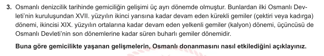 11. Sınıf Tarih 2023-2024 1. Dönem 1. Yazılı 1. Bölüm 3. Soru görseli