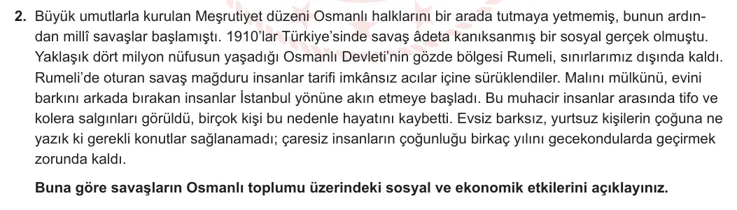 12. Sınıf T.C. İnkılap Tarihi ve Atatürkçülük 2023-2024 1. Dönem 1. Yazılı 2. Bölüm 2. Soru görseli