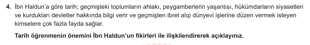 9. Sınıf Tarih 2023-2024 1. Dönem 1. Yazılı 2. Bölüm 4. Soru görseli