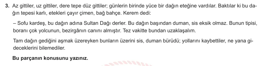 10. Sınıf Türk Dili ve Edebiyatı 2023-2024 1. Dönem 1. Yazılı 1. Bölüm 3. Soru görseli