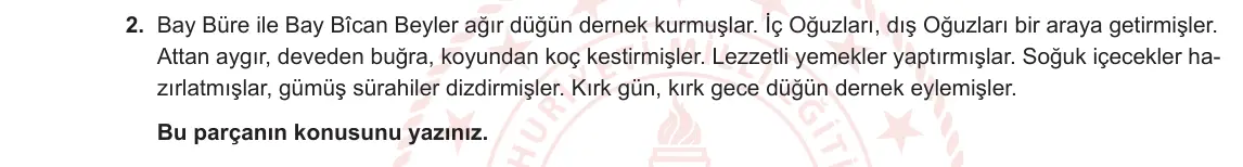 10. Sınıf Türk Dili ve Edebiyatı 2023-2024 1. Dönem 1. Yazılı 2. Bölüm 2. Soru görseli