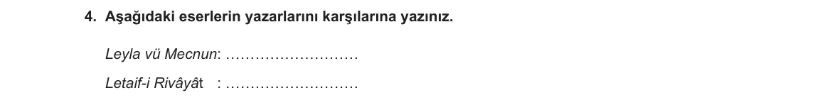 10. Sınıf Türk Dili ve Edebiyatı 2023-2024 1. Dönem 1. Yazılı 2. Bölüm 4. Soru görseli