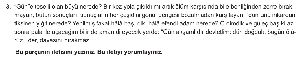 11. Sınıf Türk Dili ve Edebiyatı 2023-2024 1. Dönem 1. Yazılı 1. Bölüm 3. Soru görseli