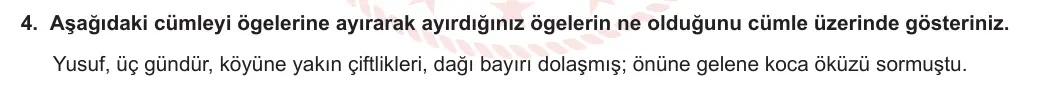 11. Sınıf Türk Dili ve Edebiyatı 2023-2024 1. Dönem 1. Yazılı 1. Bölüm 4. Soru görseli