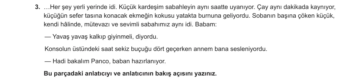 11. Sınıf Türk Dili ve Edebiyatı 2023-2024 1. Dönem 1. Yazılı 2. Bölüm 3. Soru görseli