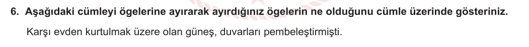 11. Sınıf Türk Dili ve Edebiyatı 2023-2024 1. Dönem 1. Yazılı 2. Bölüm 6. Soru görseli
