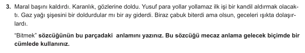 12. Sınıf Türk Dili ve Edebiyatı 2023-2024 1. Dönem 1. Yazılı 1. Bölüm 3. Soru görseli