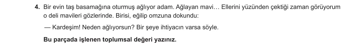 12. Sınıf Türk Dili ve Edebiyatı 2023-2024 1. Dönem 1. Yazılı 2. Bölüm 4. Soru görseli
