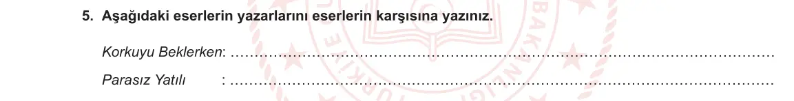 12. Sınıf Türk Dili ve Edebiyatı 2023-2024 1. Dönem 1. Yazılı 2. Bölüm 5. Soru görseli