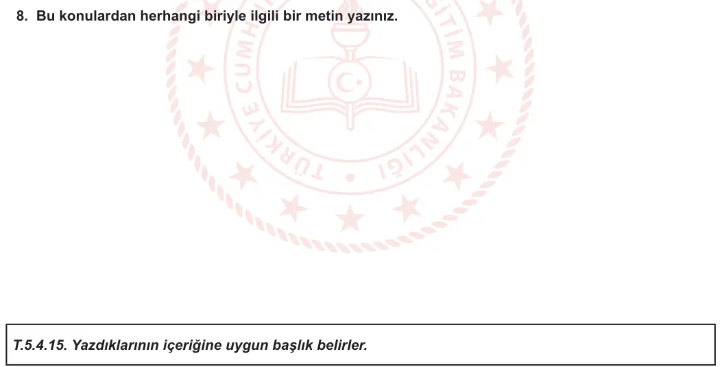 5. Sınıf Türkçe 2023-2024 1. Dönem 1. Yazılı 1. Bölüm 8. Soru görseli