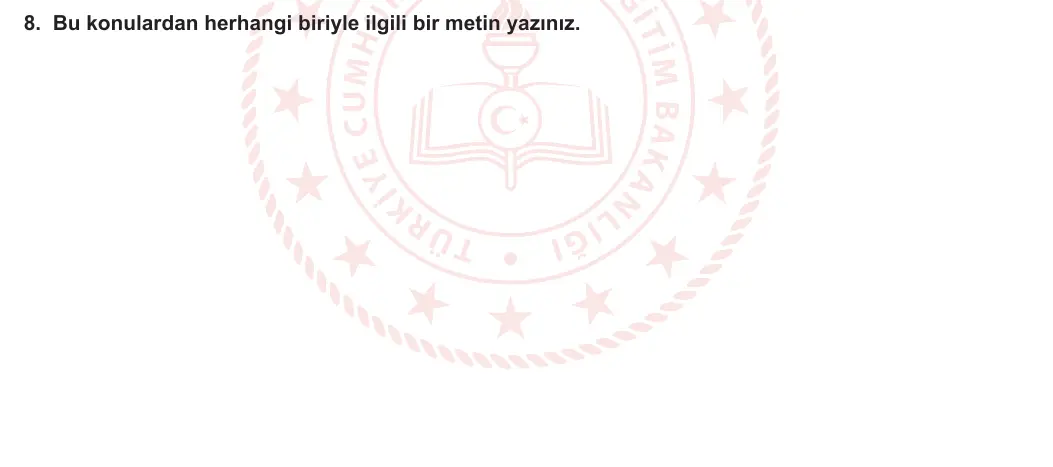 5. Sınıf Türkçe 2023-2024 1. Dönem 1. Yazılı 1. Bölüm 8. Soru görseli