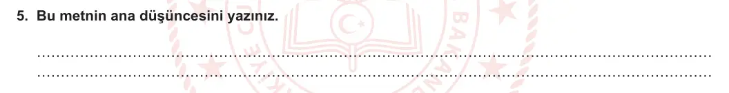 6. Sınıf Türkçe 2023-2024 1. Dönem 1. Yazılı 1. Bölüm 5. Soru (Anka Kuşu Yayınları) görseli
