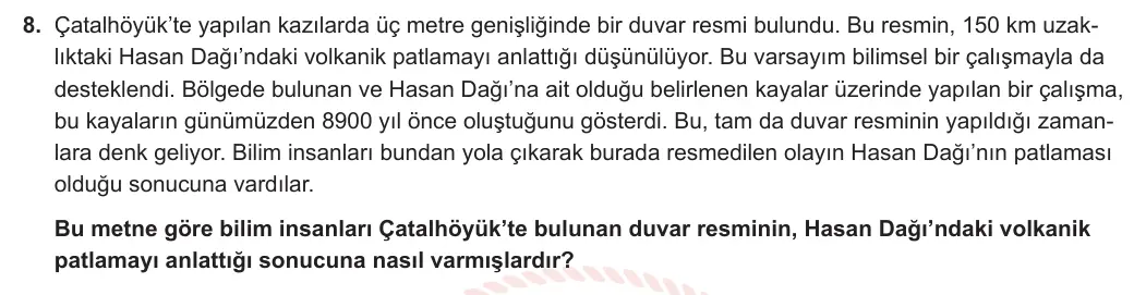 7. Sınıf Türkçe 2023-2024 1. Dönem 1. Yazılı 1. Bölüm 8. Soru görseli