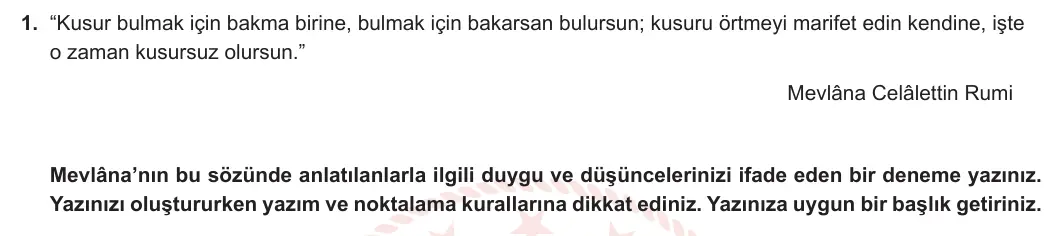 8. Sınıf Türkçe 2023-2024 1. Dönem 1. Yazılı 1. Bölüm 1. Soru (MEB Yayınları) görseli