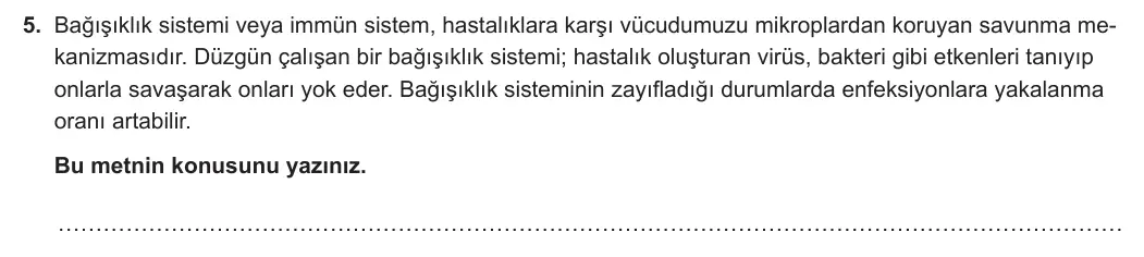 8. Sınıf Türkçe 2023-2024 1. Dönem 1. Yazılı 1. Bölüm 5. Soru (MEB Yayınları) görseli