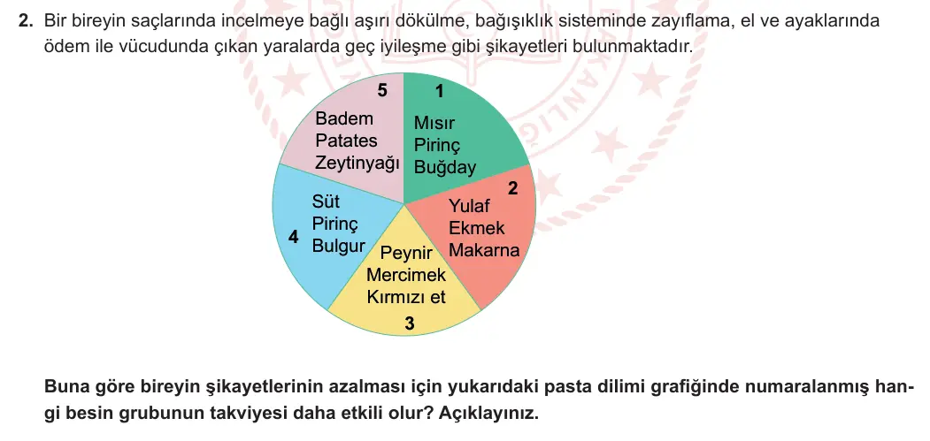 9. Sınıf Biyoloji 2023-2024 1. Dönem 2. Yazılı 1. Bölüm 2. Soru görseli