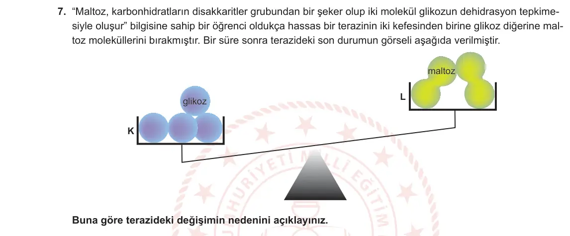 9. Sınıf Biyoloji 2023-2024 1. Dönem 2. Yazılı 1. Bölüm 7. Soru görseli