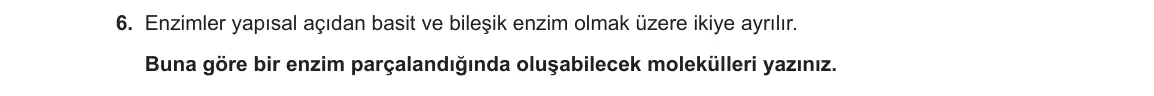 9. Sınıf Biyoloji 2023-2024 1. Dönem 2. Yazılı 2. Bölüm 6. Soru görseli