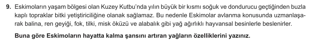 9. Sınıf Biyoloji 2023-2024 1. Dönem 2. Yazılı 2. Bölüm 9. Soru görseli