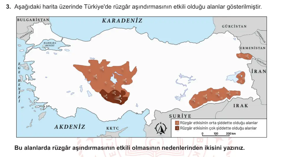 10. Sınıf Coğrafya 2023-2024 1. Dönem 2. Yazılı 1. Bölüm 3. Soru görseli