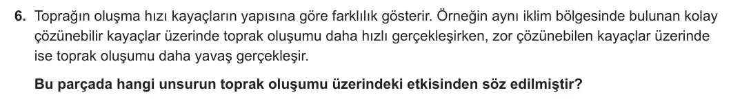10. Sınıf Coğrafya 2023-2024 1. Dönem 2. Yazılı 2. Bölüm 6. Soru görseli