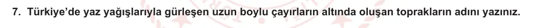 10. Sınıf Coğrafya 2023-2024 1. Dönem 2. Yazılı 2. Bölüm 7. Soru görseli