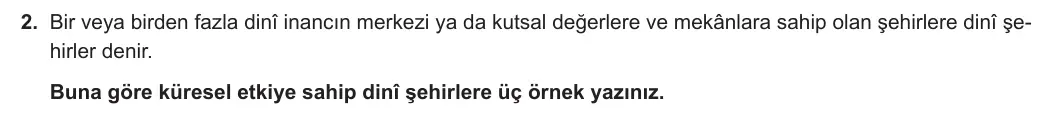 11. Sınıf Coğrafya 2023-2024 1. Dönem 2. Yazılı 2. Bölüm 2. Soru görseli