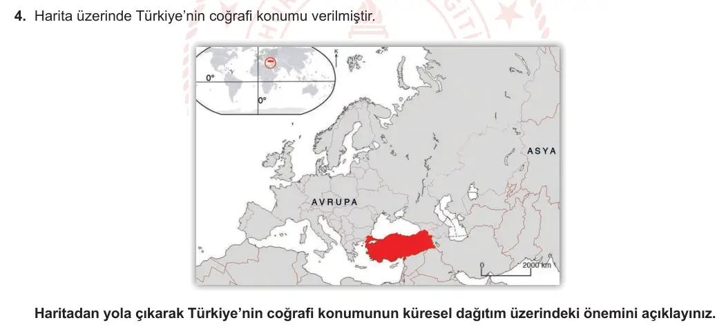 11. Sınıf Coğrafya 2023-2024 1. Dönem 2. Yazılı 2. Bölüm 4. Soru görseli