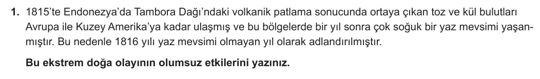 12. Sınıf Coğrafya 2023-2024 1. Dönem 2. Yazılı 1. Bölüm 1. Soru görseli
