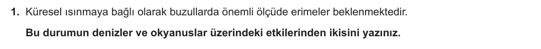 12. Sınıf Coğrafya 2023-2024 1. Dönem 2. Yazılı 2. Bölüm 1. Soru görseli